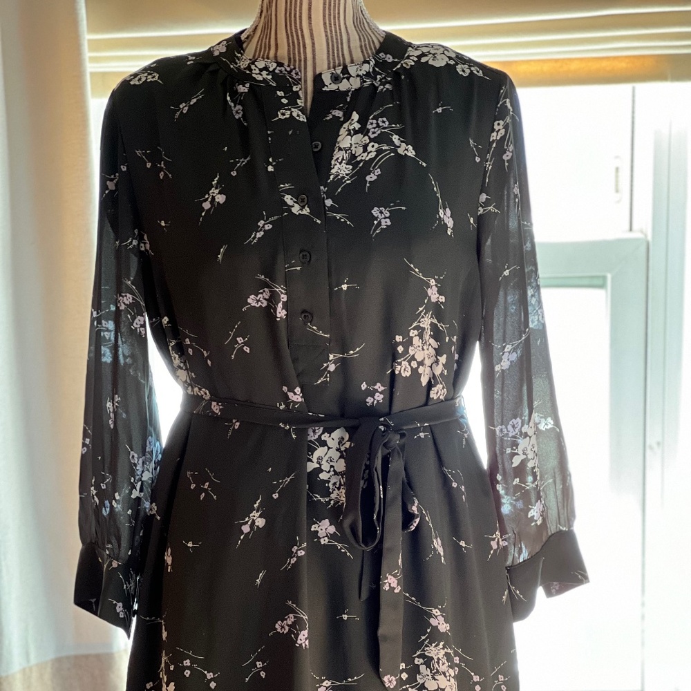 Gap Button Up Floral Dress with tie belt